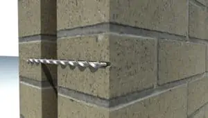 animation capture of installed remedial cavity wall tie