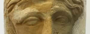Close up of repaired stone face