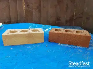 Buff brick compared to burnt orange/coffee brown tinted brick