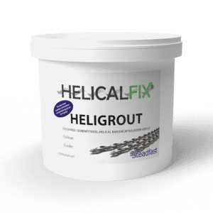 A tub of HeliGrout Helical Bar Encapsulation